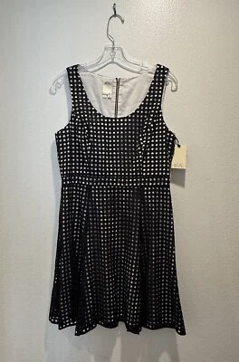 Vestido Vaina Ali Ro Talla 8 Geo Estampado Ojales Texturizado Anthropologie Negro Blanco Foto 1 de 4