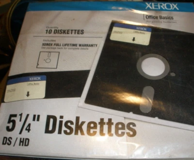 NEW Xerox 5 1/4" Diskettes DS/HD 10 Diskettes Double Sided - Image 1 of 3