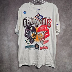 NWT Vintage 1997 Playoffs Pro Player Mighty Ducks vs Detroit Redwings Shirt L - Picture 1 of 9