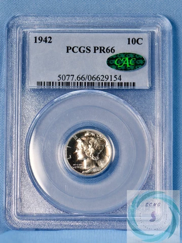 1942 Mercury Dime PCGS PR66 with CAC - Very Original Proof Coin Cover