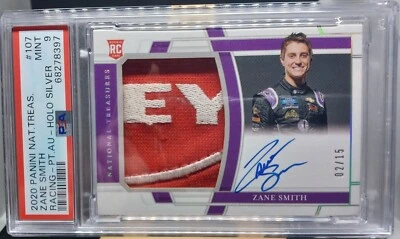 2020 PANINI NATIONAL TREASURES ZANE SMITH RC ON CARD AUTO PATCH PSA 9 #2/15 - Image 1 of 2
