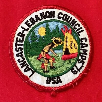 Boy Scout 1979 Lancaster-Lebanon Council Camps Patch Red Border F252B1 - Image 1 of 2