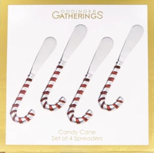 Godinger Candy Cane 4pc Spreaders Red Silver Butter Cheese Christmas 6" Gift Fun - Picture 1 of 5