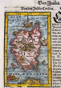CORSICA FRANCE 1578 SEBASTIAN MUNSTER UNUSUAL ANTIQUE MAP 16TH CENTURY - Picture 1 of 3