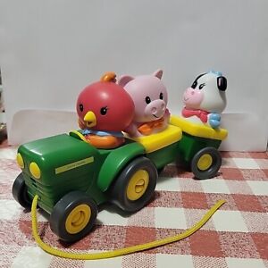 2006 Learning Curve Baby John Deere Pull Along Tractor Farm Animals