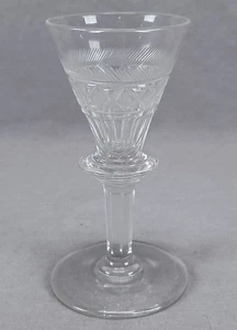 19th Century Pittsburgh Cut Strawberry Diamonds & Rays Flint Glass Wine C. 1830s - Picture 1 of 11