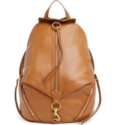 NUEVO CON ETIQUETAS REBECCA MINKOFF Jumbo Julian Mochila de Cuero Caramelo Tostado $428 AUTÉNTICA Foto 1 de 4