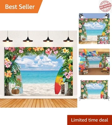Hawaiian Beach Backdrop 7x5ft - Perfect for Luau & Tropical Celebrations - Image 1 of 4