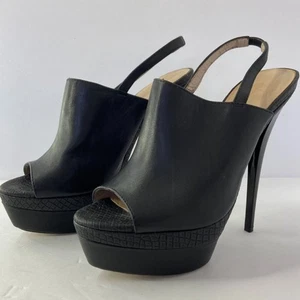 Aldo Black Leather Open Toe Heels Size 7.5 - Picture 1 of 8