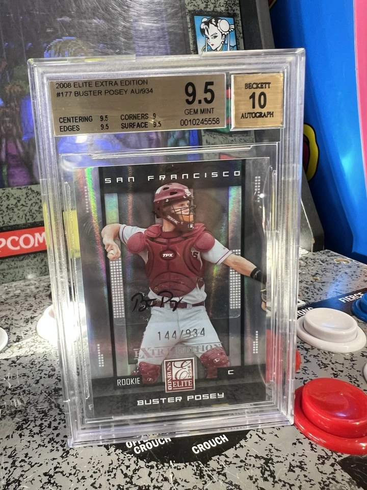 2008 Donruss Elite Extra Buster Posey Rookie Autograph RC /934 BGS 9.5 Auto 10 - Image 1 of 4