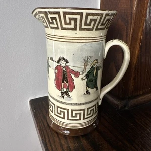 Antique Royal Doulton Water Pitcher “Skating” Early 1900s Measures: 7 1/4" - Picture 1 of 8
