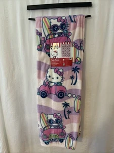Sanrio Hello Kitty Kawaii Beach Pink Car Plush Throw Blanket 50" x 70" - Picture 1 of 5