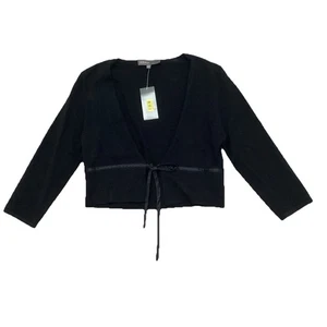 Donna Ricco New York Cropped Cardigan Size Medium Black Tie NWT - Picture 1 of 7