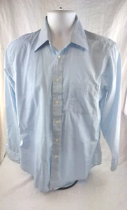 English Poplin Durable Press Hathaway - Blue Long Sleeve Button Down 15.5 33 - Picture 1 of 3