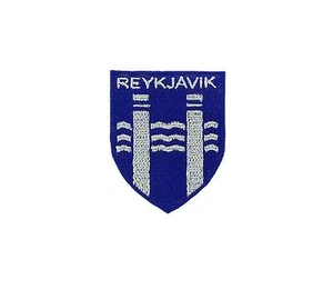 Flaggenaufnäher Eisen / Nähabzeichen Rucksack Island Reykjavik Schild Wappen - Bild 1 von 1