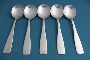 5 Place Oval Soup Spoons Bogelund Jensen Centa / BGJ1 Satin Denmark 6 7/8" - Picture 1 of 6