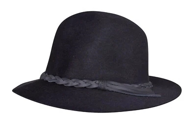 Wigens Nuevo con Etiquetas 100% Lana Fedora en Negro *Talla L (59, 7 y 3/8ths)* Foto 1 de 4