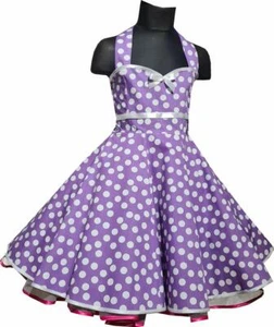 Kinder Petticoat Kleid Punkte Mädchen Einschulung Party Blumenkind lila weiß - Bild 1 von 2