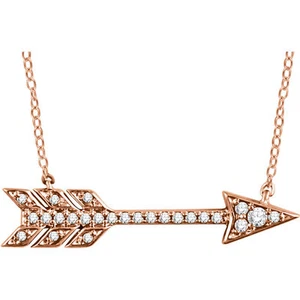 Arrow Diamond Necklace .10 Ct. Diamonds in 14K Rose Gold  - Picture 1 of 10