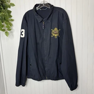 Vintage Polo Ralph Lauren Men’s 2XL Zip Collared Jacket Navy Blue Embroidered - Picture 1 of 17