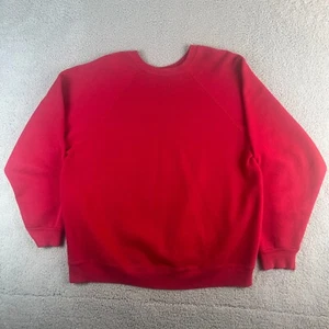 Felpa vintage uomo XL rosso raglan girocollo pullover tassello anni 60 70 - Foto 1 di 9