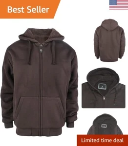 Thick Fleece Lined Sherpa Hoodie - Full Zip Up Winter Warm Sweatshirt for Men - Picture 1 of 11