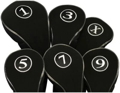 PACIFIC GOLF CLUBS BLACK ZIPPER HEADCOVER FULL COMPLETE 13579X DRIVER WOOD SET GOLF CLUB HEAD COVER