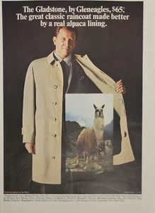 1968 Gladstone Gleneagles Raincoat Real Alpaca Lining Dupont Ze Pel Vtg Print Ad - Picture 1 of 1