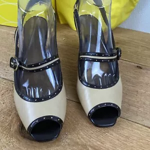 Circa Joan & David Women Slingback Peep-Toe Heels Size 9M Taupe & Bronze Leather - Picture 1 of 16