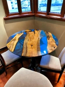 30" Clear Epoxy Resin Coffee Table Wooden Handmade Furniture Live Edge Wooden De - Picture 1 of 13