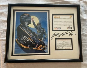 Rusty Wallace Sam Bass Framed Mini Print Maxx Raced Cards Autographed No COA - Picture 1 of 6
