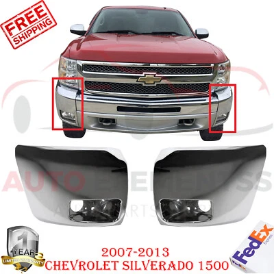 Tapas de parachoques delanteras cromadas para Chevrolet Silverado 1500 2007-2013 Foto 1 de 4