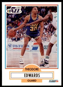 1990-91 Fleer Theodore Edwards Rookie . Utah Jazz #185