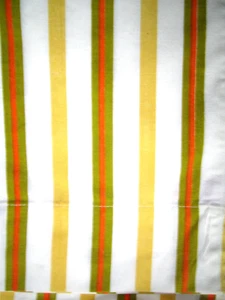 vintage SEARS MUSLIN flat sheet Double FULL BED orange yellow stripes MCM RETRO - Picture 1 of 7