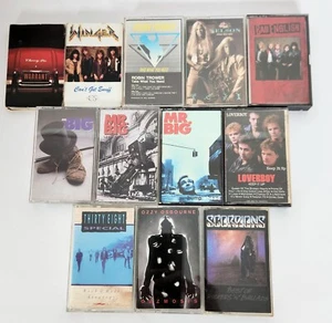 12 Vintage Cassette Tape Lot Glam Hair Hard Rock Mr Big Ozzy Scorpions Loverboy - Picture 1 of 7