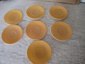 Lot of 7 Hazel Atlas 5 3/4" Coffee Saucers, Mustard Yellow, Great Condition - Picture 1 of 4