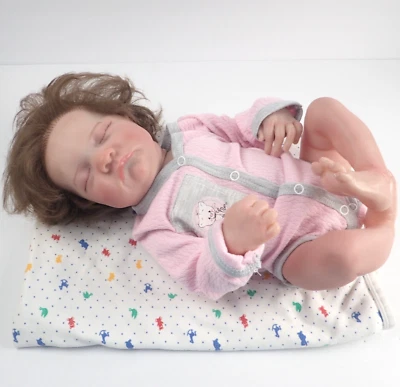 Bonnie Brown Reborn Baby Girl Doll 15" with Bodysuit and Blanket - Image 1 of 4