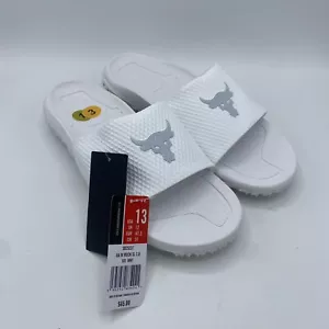 Under Armour Project Rock Slides 2.0 Mens 13 White Slip On Sandals NEW - Picture 1 of 1