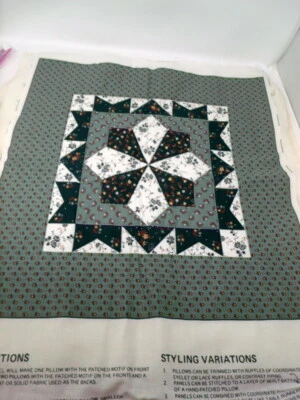 2 Patchwork Quilt Blocks w/Batting & Backing 16" 1 Hand quilted! - Image 1 of 4