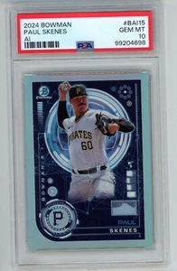 PAUL SKENES 2024 Bowman Chrome AI Rookie Card PSA 10 GEM MINT RC Pirates #BAI15 - Picture 1 of 2