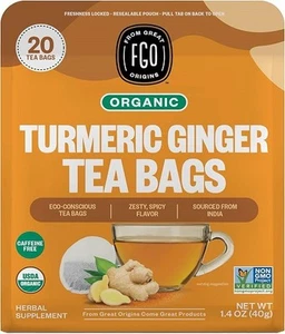 FGO Organic Turmeric Ginger Tea Bags - Picture 1 of 1
