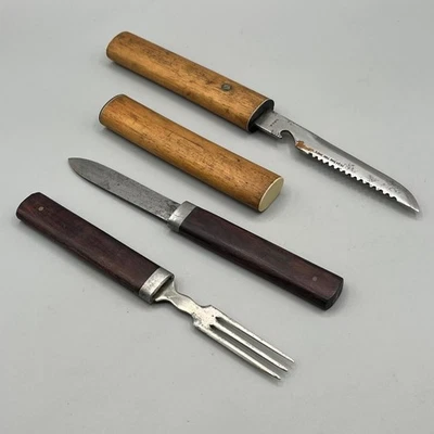 LOTE de facas vintage universal L.F.C. Bainha flutuante de madeira para utensílios de caça pesca - Imagem 1 de 4