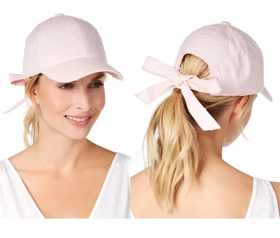 INC International Concepts Womens 100% Cotton Bow Back Baseball Cap Pink - Image 1 of 4
