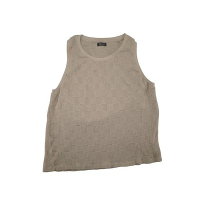 Zara человек вязаный рубашка без рукавов Майка сетки чек бежевый XL - Изображение 1 из 4