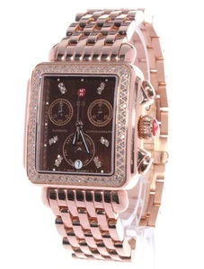 MINT MICHELE DECO CHRONOGRAPH DAY DATE ROSE GOLD DIAMOND WATCH MWW06P000095 - Picture 1 of 5