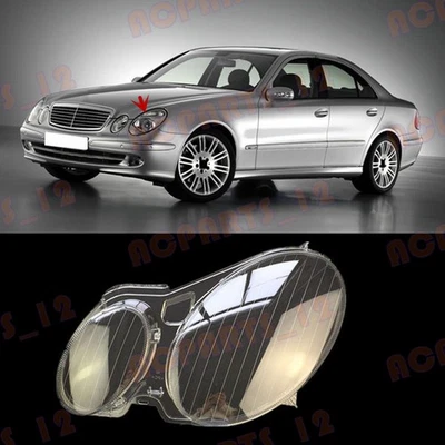 For Mercedes-Benz W211 E-Class 2005-09 Left Side Headlight Clear Lens PC+Glue - Image 1 of 4