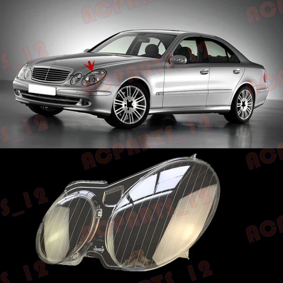 For Mercedes-Benz W211 E-Class 2005-09 Left Side Headlight Clear Lens PC+Glue — 第 1/4 张图片