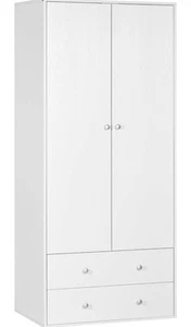 White Wood Wardrobe Closet with Drawers & Hanging Rail for Bedroom - Bild 1 von 7