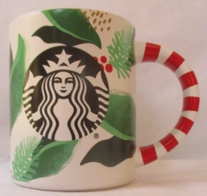 STARBUCKS COFFEE 2019 CANDY CANE HANDLE CHRISTMAS COFFEE MUG - NEW - Picture 1 of 7