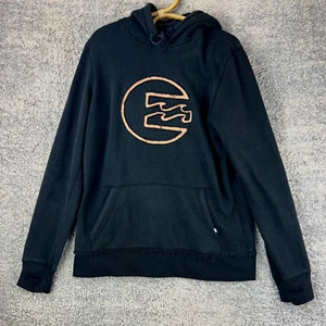 Billabong Hoodie cotton black pull over size 14 drawstring hooded distressed - Picture 1 of 12
